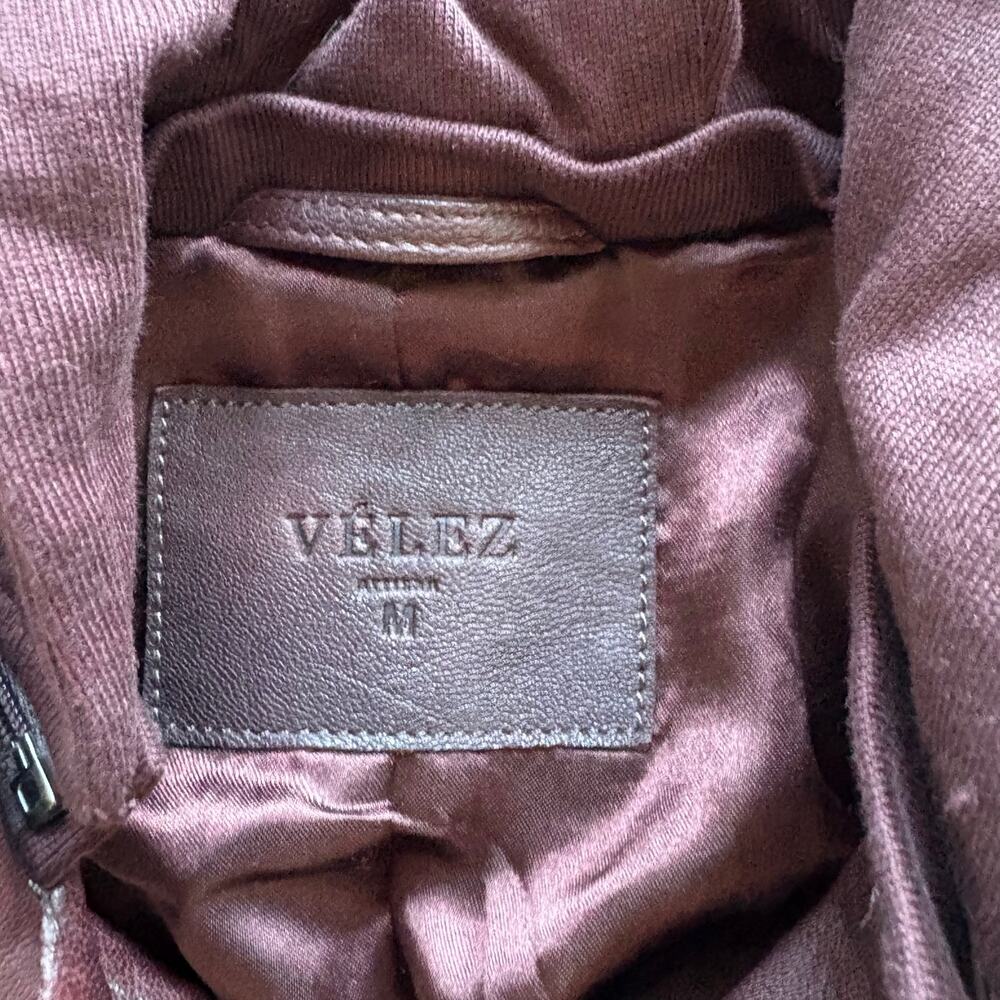 Velez Burgundy Hoodie Leather Jacket - Picture 2 of 7